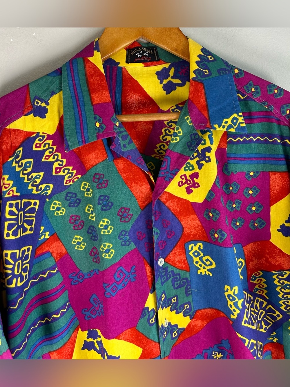 Vintage Paul & Shark Yachting Men’s Button Down Shirt L Abstract Geometric RARE - Picture 4 of 12